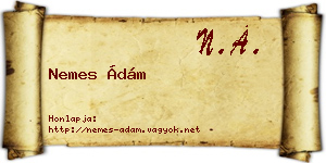 Nemes Ádám névjegykártya